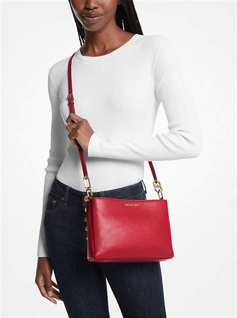 michael kors trisha medium pebbled leather crossbody bag
